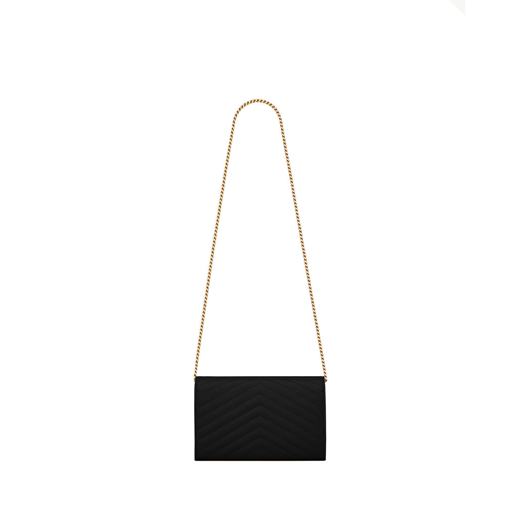 Saint Laurent CLASSIC CASSANDRE CHAIN WALLET IN GRAIN DE POUDRE LEATHER