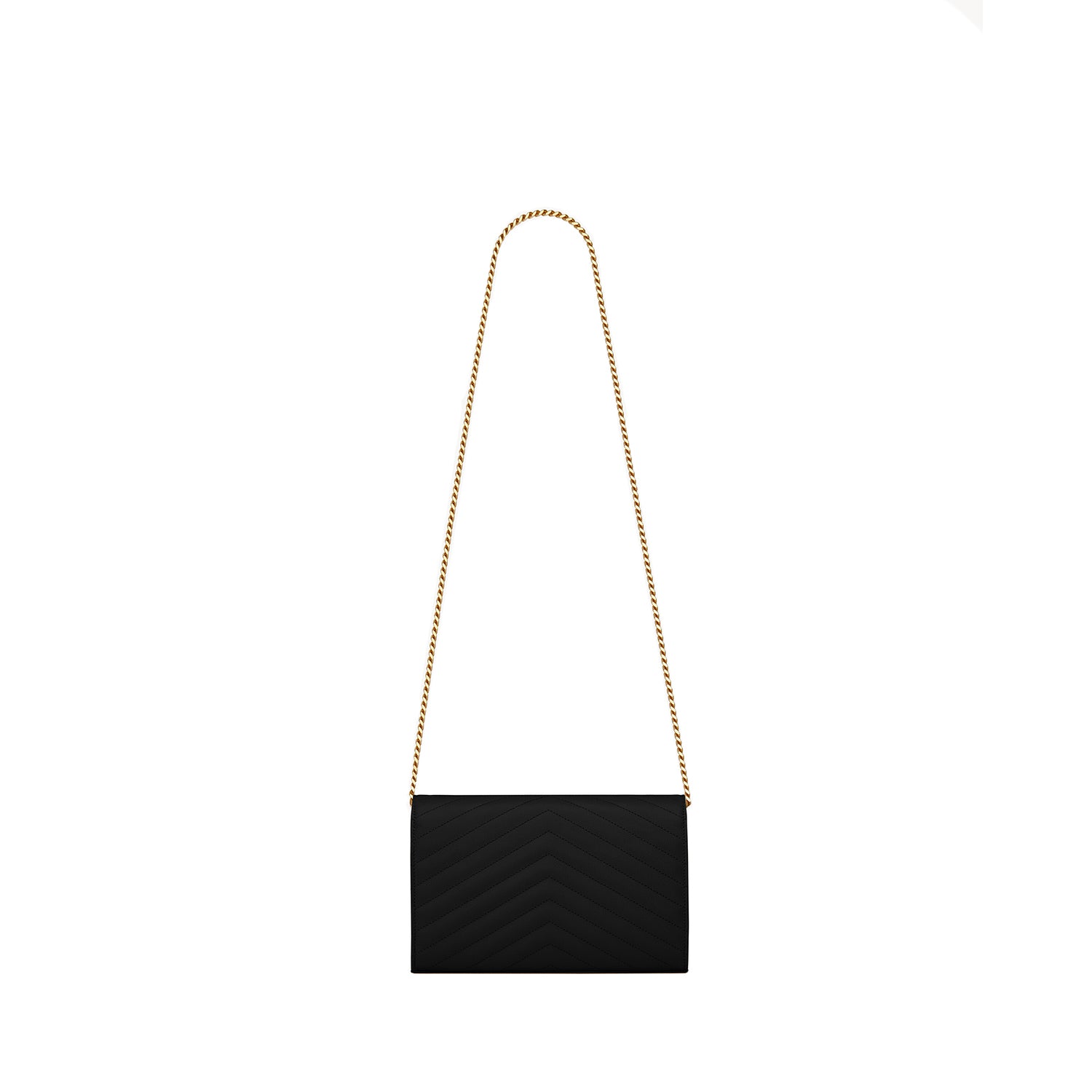 Saint Laurent CLASSIC CASSANDRE CHAIN WALLET IN GRAIN DE POUDRE LEATHER