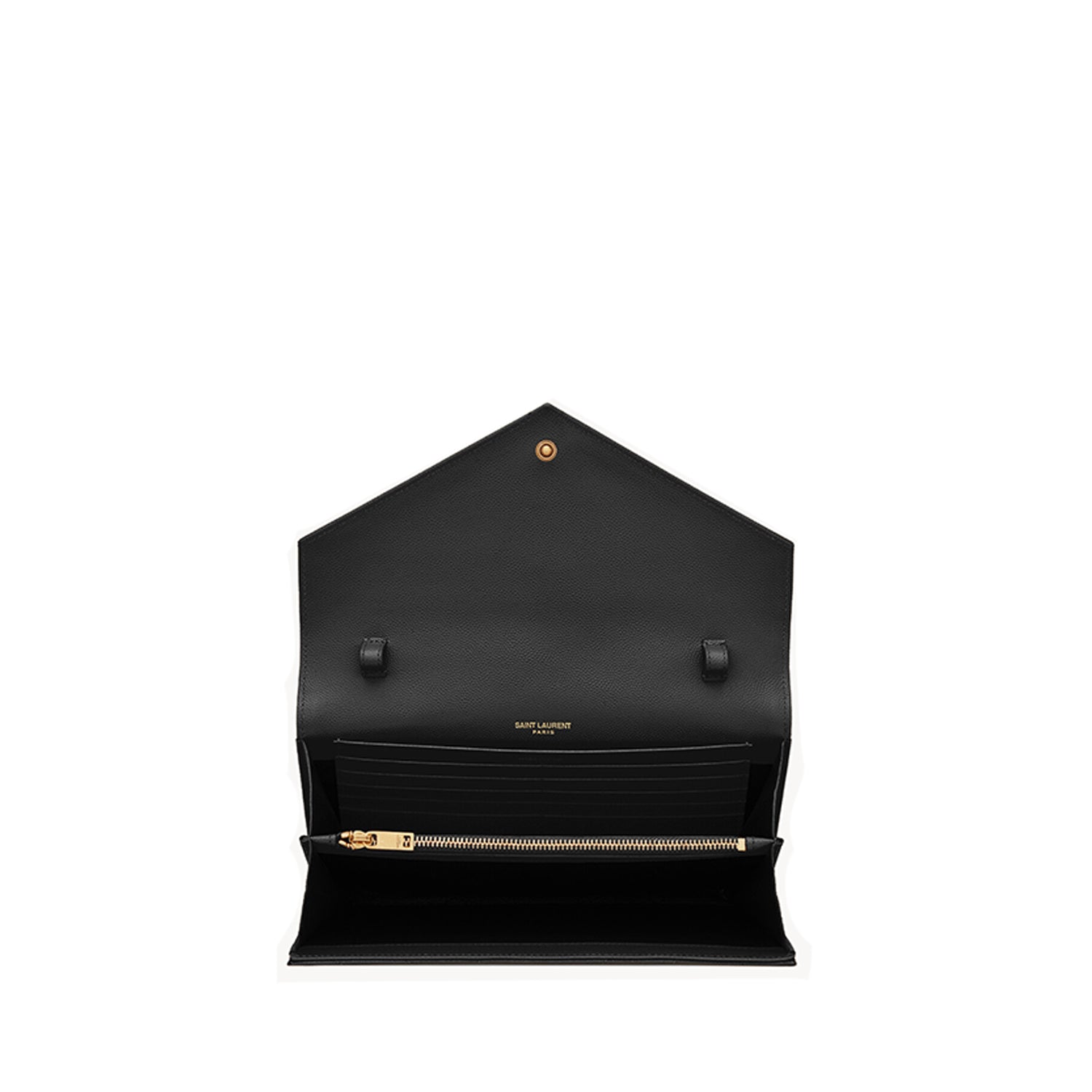 Saint Laurent CLASSIC CASSANDRE CHAIN WALLET IN GRAIN DE POUDRE LEATHER