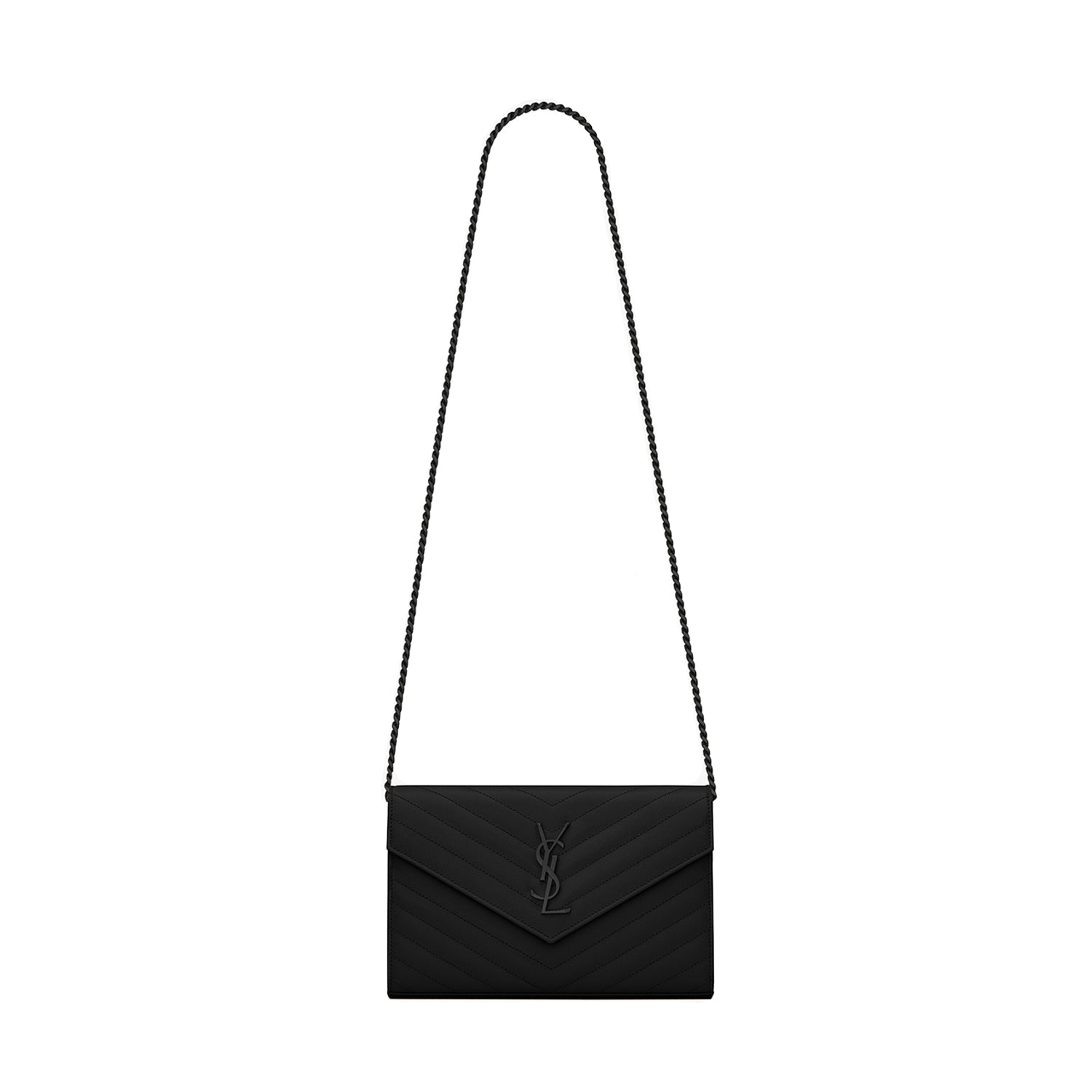 Saint Laurent CLASSIC CASSANDRE CHAIN WALLET IN GRAIN DE POUDRE LEATHER