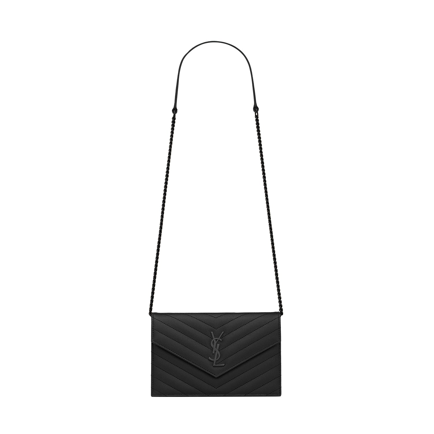 Saint Laurent CASSANDRE ENVELOPE CHAIN WALLET IN GRAIN DE POUDRE LEATHER
